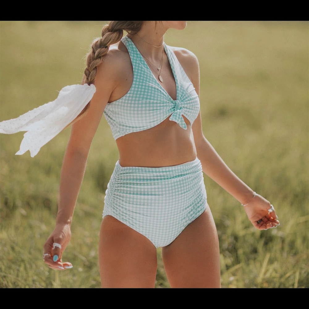 Albion Fit Mint High Waisted Bikini Swim Set